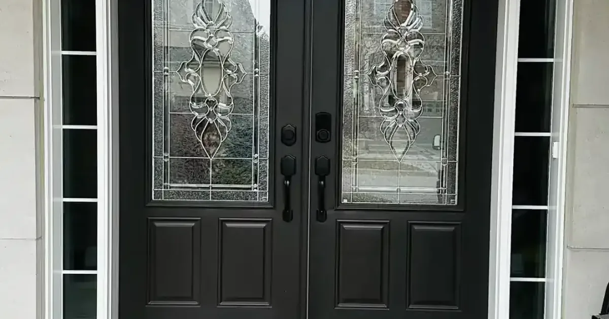 Residential entry door on a home in Vaughan, Ontario